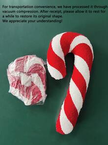 1 pezzo Elegante cuscino decorativo natalizio ricamato a forma di bastoncino di zucchero, adatto per vari arredi domestici