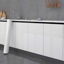 Papel tapiz para cocina y baño: Pegatinas de vinilo suaves y autoadhesivas con papel de contacto removible - Adecuado para cocina, baño, escritorio y muebles - Resistente al calor e impermeable - Blanco - Ver 2