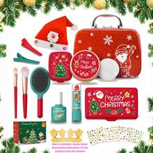 22pcs Christmas Makeup Toy Set For Girls, Includes Makeup Bag, Pretend Makeup Toys, Portable Makeup Case With Storage Box, Suitable For 3-9 Years Old, Makeup Gift Set