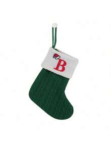 قطعة واحدة جوارب مصنوعة من الأكريليك مطرزة بشجرة وشخصية رجل الزنجبيل،ديكور منزلي لحفلة عيد الميلاد