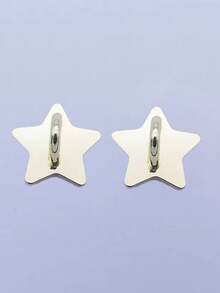 قطعتان من خطاف الحامل الهاتفي بشكل نجمة فضية، مريح للحمل، ظهر لاصق لمنع السقوط، أنيق وأنيق.