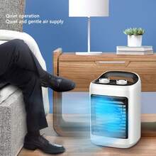 Aire Acondicionado Portatil, Enfriador de Aire Mini, Ideal para Dormitorio y Oficina, Ventilador de Enfriamiento Portátil con 3 Velocidades, Ideal para Dormitorio y Oficina, Mini Aire Acondicionado portatil, Ventilador de Aire Evaporativo - Blanco - Ver 4