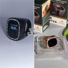 OLED屏幕多通道振动提醒时间日期闹钟功能环形电子计数器，新款计数器Tasbih手表环，OLED屏幕显示，33_66_99_100振动提示，时尚奢华，适用于穆斯林祈祷计数，节日礼物等。 - 彩色 - 查看 17