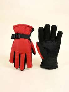 1Pair Warm Thermal Kids' Thermal Lined Thickened Full Finger Ski Gloves | Five-Finger Winter Gloves, Outdoor Sports Leisure Gear Gloves With Adjustable Wrist Straps & Thickened Lining, Multicolor Options, For Skiing, Mountaineering, Hiking, Cycling, Ice Skating, Snowboarding & Outdoor Activities, Suitable For Children Aged 3-13 Years Old