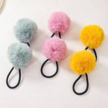 8pcs/Set Toddler Girls Autumn/Winter Fuzzy Pom Pom Hair Scrunchies, Cute Soft Hair Elastic Bands, Princess Style Design Enhances Toddler Sweetness, No-Tug Formula For Delicate Toddler Hair, Suitable For Daily Use At Home Or Outings, Fuzzy Texture Keeps Warm In Cool Weather, Pom Poms Maintain Shape After Multiple Uses - Mixed color - View 3