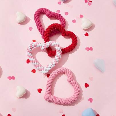 1 Đồ Chơi Nhai Thú Cưng Dây Bện Ngày Tình Yêu Trái Tim Tình Yêu, Thích Hợp Cho Thú Cưng Vừa Và Nhỏ