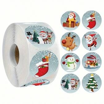 500pcs Santa Claus Gift Stickers, Self-Adhesive, Creative Stickers, Durable, Suitable For Decorating Skateboards, Guitars, Laptops, Cars, Helmets, Gift Boxes, Cups, Bottles, DIY Crafts, Christmas, Halloween Party