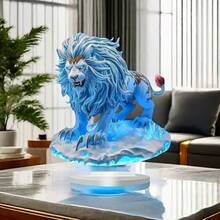 Glam Style Acrylic Lion Decorative Sign & Plaque With Stand - Multipurpose Animal Theme Decor For Desktop, Bedroom, Office, Dining, Living Room - No Text Elegance, 1 Piece