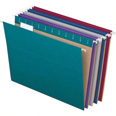 Hanging File Folders Letter Size Assorted JewelTone Colors TwoTone For Foolproof Filing 1 5Cut Tabs 25 Per Box 81667