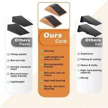 1 件式深蹲楔形块，软木瑜伽砖，提踵拉伸脚跟斜板，健身举重训练坡道，高密度防滑稳定踝关节矫正辅助训练器材 - 彩色 - 查看 5