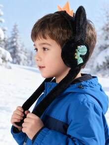 1pc Kids Cute Dinosaur Ear Moving Ear Muffs, Warm For Outdoor Daily Use In Winter
