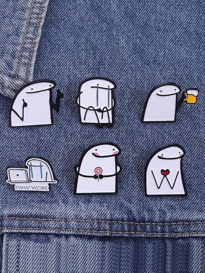 6pcs Funny Beer Figure Enamel Pin Cartoon BroochesLapel Pins Badge On Backpack Clothing Accessories Fashion Jewelry Friends Gifts