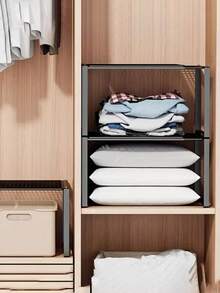 Heavy-Duty Adjustable Expandable Wardrobe Storage Rack - Space-Saving Stackable Metal Storage Rack With Polished Finish, No Assembly Required. Ideal For Kitchens, Bedrooms, Desk Organization, Multi-Purpose Shelving, Shoe Storage, Utility Racks, Wardrobe Storage Solutions, Closet Shelves, Cabinet Organization & Storage,