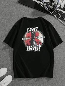Camiseta gráfica NuMetal de Limp Bizkit. Tejido premium, cuello redondo, corte holgado, estampado gráfico único e impresión a doble cara. - Negro - Ver 3
