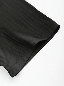 Men's Casual Summer Set, Striped Short-Sleeve Button-Down Shirt & Elastic Waist Pants - Negro profundo - Ver 6