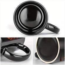 1 Elegant Face Mug With Black, Orange, And Gold Accents - 11 Oz Ceramic Coffee Tea Cup With Glossy Surface And Black Inner Wall -, Birthdays, Office - Enthusiast, Durable And Easy-To-Clean Design (Hand Wash Only) - Fashionable Design With Black Handle And Cup, New Year, Easter, Valentine's Day, Decorative And Functional Kitchenware - 1個 - 查看 10