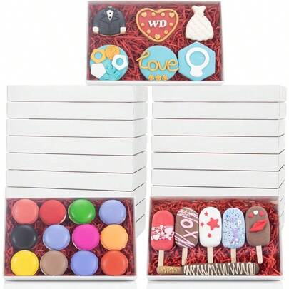 RomanticBaking 24 Pack 9 1 2" X 6" X 1 1 4" Clear White Cookie Boxes With Full Window Bakery Cakesicle And Macaron Boxes For Christmas Valentine's Halloween Easter Father's And Mother's Day Wedding