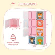 Lifezeal 8-Cube Kids Wardrobe Baby Dresser Bedroom Armoire Clothes Hanging Closet With Doors Pink/White - Pink - View 3