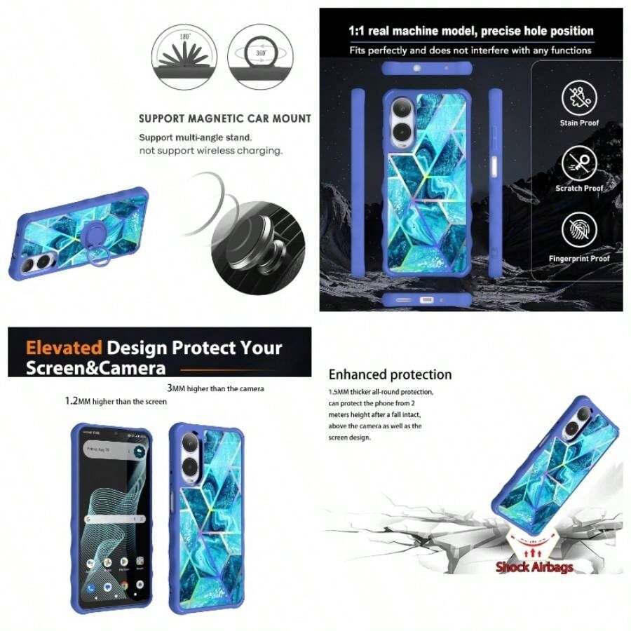 - Funda para Cricket Outlast 5G compatible con ATT AT Motivate Pro 5G funda para telfono 2024 PC dura+ silicona suave soporte de anillo luz reflectante colorida IMDL - LS - IMDL-LS + Icono de Cricket 6/ATT Verge - Ver 1