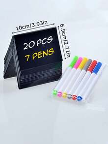 12/20 pièces Mini Ardoises - PVC durable, facile à écrire et à effacer, parfait pour les buffets, mariages, événements de boulangerie - Comprend des marqueurs colorés