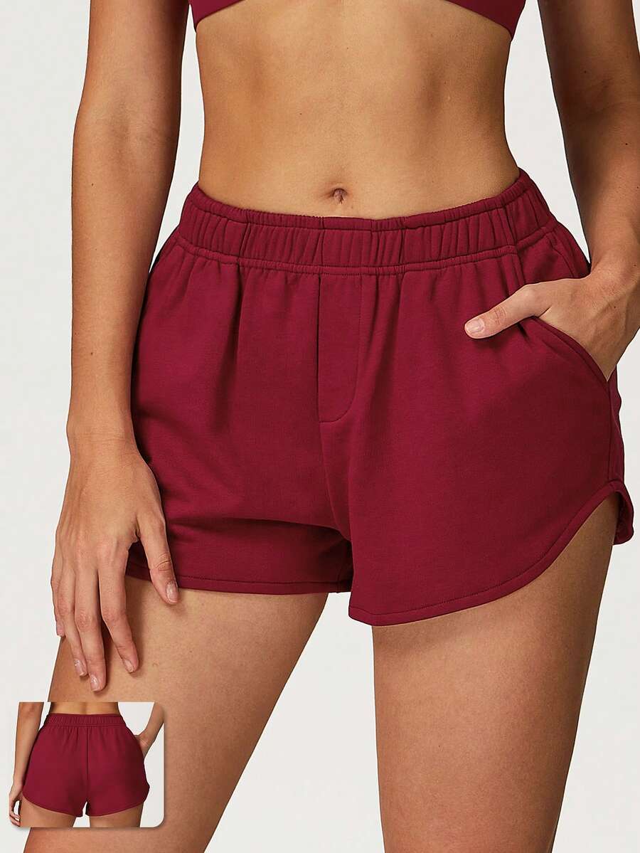 MASKERT Shorts esportivos femininos, ideais para corrida, fitness e ioga. Calça casual, confortável para exercícios em casa e não irrita a pele. - Vermelho - Ver 1