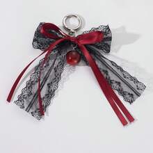 1PC New Fashionable Sweet And Cool Style Hollowed-Out Lace Bow Ribbon Cherry Pendant Keychain Bag Charm - 1 - View 3