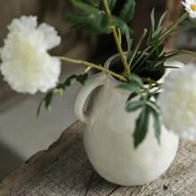 White Ceramic Vase With 2 Handles Modern Farmhouse Vase For Home Decor Rustic Terracotta Vase Decorative Pottery Flower Vase Clay Samll Vase Centerpieces For Dining Table 7 Inch Tall - DoubleHandleWhite - View 5