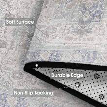 1Pc Area Rugs For Living Room, Machine Washable Non Slip Vintage Rugs, Low Pile Lightweight Print Rug For Bedroom, Dining Room, Home Office, Light Taupe Brown, Low Pile Carpet - Màu xanh Khaki - Xem 10
