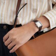 Casio Women's Watch, Square Brown Leather Strap, Stainless Steel Case, Analog Quartz, Water Resistant - one-size - View 4