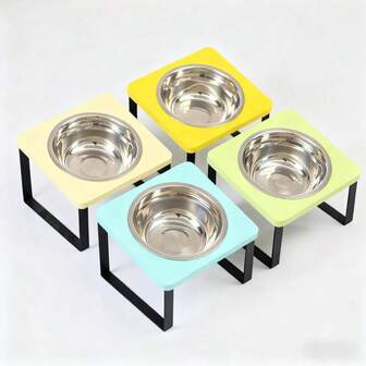 Raised Cat Food Water Bowl Elevated Tilted Kitty Dishes Set Of 2 Stainless Steel Dish For Indoor Cats Orthopedic Pet Food Stand Anti Vomiting 2 Bowl Cat Feeder Easy Assembly