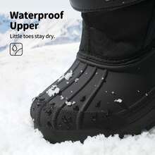Kids Snow Boots Water-Repellent Mid-Calf Cold Weather Boots For Toddlers To Big Kids - màu đen - Xem 5