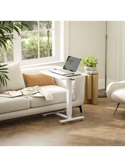HOMCOM Height Adjustable Shaped Desk, Space Saving Laptop Side Tafel Wheels Office Living Room, White, Load Capacity Up To 70 Kg, 65 48 110 Aosom On The Site view 5