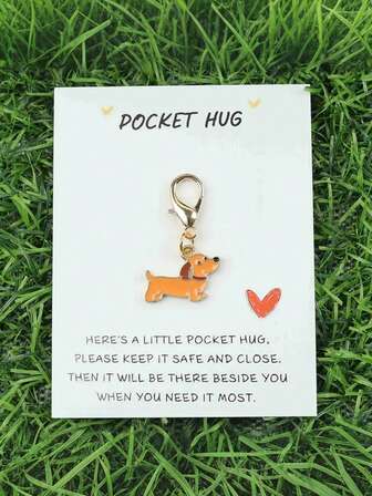 6pcs/12pcs Cute Dachshund Keychain Orange Playful Puppy Design With Warm Message Card Perfect Gift For Friends Family Colleagues To Express Care Suitable For Bag Decoration Key Accessory Daily Use
