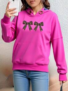 Sudadera Hoodie con estampado de Moños - Rosa - Ver 1