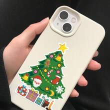 8片圣诞驯鹿雪人企鹅拼图贴纸，卡通造型，可拼脸，适合派对玩耍 - 彩色 - 查看 9