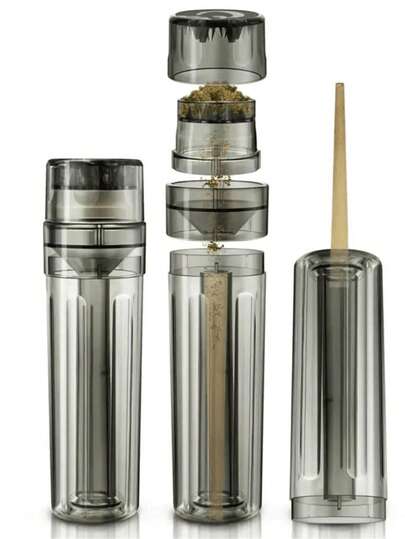 1 set 3-i-1 manuell cigarettrulle och tobakskvarn med tratt, 4-lagerskvarn, cigarettrör, tobaksförstörare, påfyllnings- och förvaringsfunktioner, elegant present, finns i svart, blått, rött och transparent