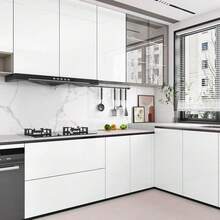 Papel tapiz para cocina y baño: Pegatinas de vinilo suaves y autoadhesivas con papel de contacto removible - Adecuado para cocina, baño, escritorio y muebles - Resistente al calor e impermeable - Blanco - Ver 5