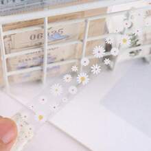 5 Rolls Of 1.8" * 3.23" Cute Transparent Midsummer Daisy Decorative Stickers, DIY Decorative Materials And Paper Tapes For Gift Wrapping, DIY Handmade Supplies, Painting, Study And Office, Suitable For Mother's Day, Thanksgiving. - 彩色 - 查看 3