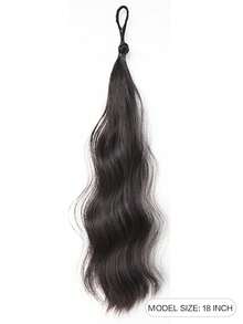 Long Wavy Synthetic Self-Winding Ponytail Hair Extensions With Elastic Rubber Band Braided Hair Bundle For Women Increase Hair