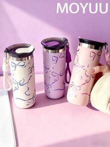 1个500毫升优雅蝴蝶结设计双层不锈钢保温咖啡杯，也可作保温杯、旅行杯、茶杯、水瓶使用，适用于旅行、办公、居家、学校、汽车等多种场合，是圣诞节、母亲节、情人节、生日等节日送礼佳品。 - 彩色 - 查看 7