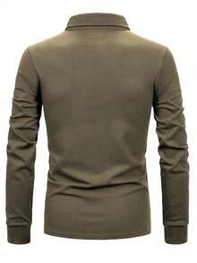 Men's Plaid Patchwork Long Sleeve Casual Polo Shirt