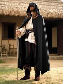 Dark Halloween Cosplay Cloak: Multi-Scene Dressing (Cold/Cos/Daily), Cyber Sense Chinese Mix And Match, Autumn And Winter COS Must-Have, A Treasure Black Cloak Suitable For All Flower Clothes - Multicolor - View 2