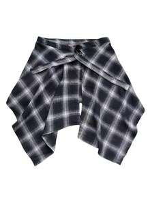 New Plaid One-Piece Waist Skirt With Decorative Drawstring, Unisex High Waist Tie-Up Versatile Skirt With Ruffle Hem Design, Suitable For Matching Family Outfits, Autumn/Winter