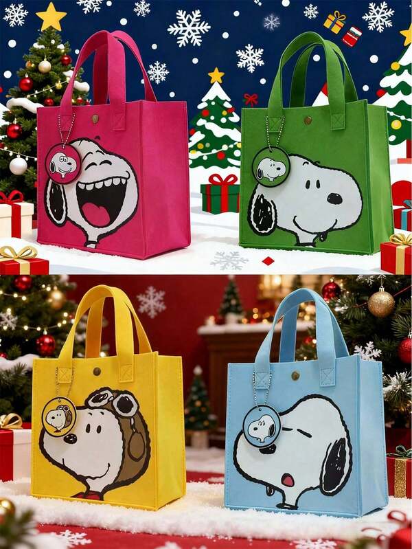 Peanuts 1Pc Peanuts Cartoon Felt Bag Handbag, Christmas Gift Shopping Bag For Daily Use