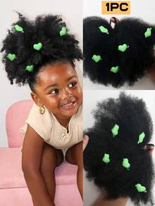 1pc Kids Braided Ponytail For Girl Big Go Afro Kinky Marley Ponytail With Elastic Bow Clip Soft Hair