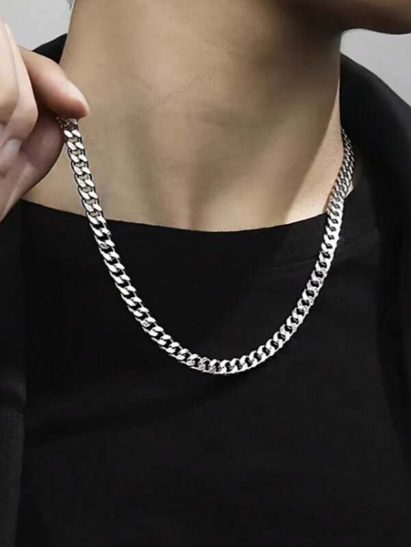 1pc Men's Classic Chain Necklace, Fashionable Hip-Hop Style Jewelry Accessory