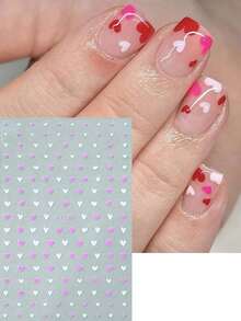 FULL BEAUTY 2 miếng dán móng tay hình trái tim màu hồng và trắng, hình trái tim nhỏ lãng mạn dùng trang trí móng tay cho đám cưới. - Nhiều màu - Xem 7
