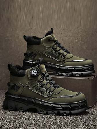 Men's Winter Warm Thick High-Top Work Boots, Thermal Lined, Anti-Freeze, Waterproof, Anti-Slip Snow Boots For Teenagers