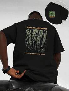 Type O Negative Dusk Graphic Tee For Spring, High Quality Fabric, Unique Graphic Print, Street Hip-Hop, Breathable, Double-Sided Printing. - 黑色 - 查看 1