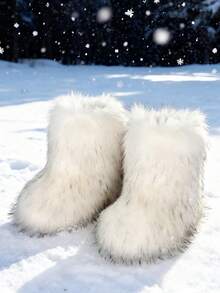 New Winter Warm Plush Faux Fur Snow Boots For Women - Dark Grey & Brown & Black Ankle Booties With Soft Lining, Cozy Slip-On Design For Cold Weather Outdoor & Indoor Wear Unisex Short Ankle Faux Raccoon Fur Snow Boots - Solid Classic Color, Super Smooth Fur Touches The Ground, Perfect For Christmas & Halloween, Y2K Style! Y2K Fashion Men's & Women's Snow Boots - Faux Raccoon Fur, Silky Smooth Floor-Reaching Fur, Solid Classic Shade, Ideal For Christmas & Halloween! Short Ankle Unisex Snow Boots With Faux Raccoon Fur - Solid Classic Color, Ultra-Smooth Fur Hits The Ground, Must-Have For Christmas & Halloween, Edgy Y2K Vibe! Christmas & Halloween Essential Faux Raccoon Fur Snow Boots (Unisex) - Solid Classic Hue, Smooth Fur Touches The Floor, Stylish Y2K Look! Y2K Short Ankle Snow Boots For Men & Women - Faux Raccoon Fur, Super Smooth Floor-Length Fur, Solid Classic Color, Great For Christmas & Halloween Celebrations! - trắng - Xem 4